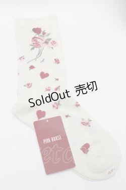 画像1: PINK HOUSE / ハートローズソックス  アイボリー S-25-09-29-007-LO-ZA-HR-ZS