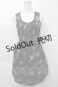 axes femme / ベロアプリントワンピース  黒 S-25-09-29-063-AX-OP-AS-ZS