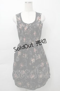 画像1: axes femme / ベロアプリントワンピース  黒 S-25-09-29-063-AX-OP-AS-ZS