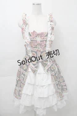 画像1: BABY,THE STARS SHINE BRIGHT / La Patisserie〜Mon peche mignon〜柄エプロンジャンパースカート  黒 S-25-09-29-064-BA-OP-HR-ZS