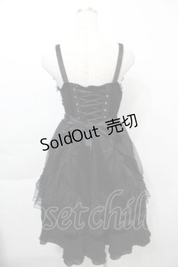 画像2: LOLITA / チュール重ねベロア切替ジャンパースカート  黒 S-25-09-29-065-LO-JA-HR-ZS