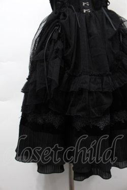 画像4: LOLITA / チュール重ねベロア切替ジャンパースカート  黒 S-25-09-29-065-LO-JA-HR-ZS