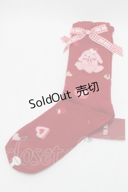 画像1: PINK HOUSE / sweets lop ear bunnyソックス  赤 S-25-09-29-010-LO-ZA-HR-ZS