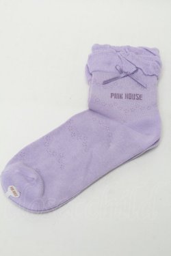 画像1: PINK HOUSE / フリル使い透かし柄ソックス  ラベンダー S-25-09-29-012-LO-ZA-HR-ZS