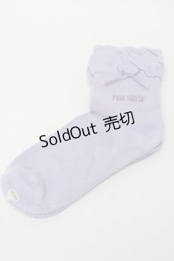 画像1: PINK HOUSE / フリル使い透かし柄ソックス  ラベンダー S-25-09-29-012-LO-ZA-HR-ZS