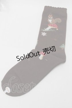 画像1: PINK HOUSE / ウィンターフォレストトリート柄ソックス  ブラウン S-25-09-29-015-LO-ZA-HR-ZS