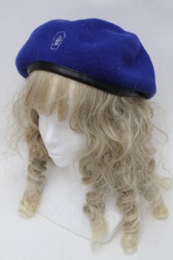 画像1: Moi-meme-Moitie / 棺ロゴ刺繍ベレー帽  青 S-25-09-29-025-MO-AC-AS-ZS