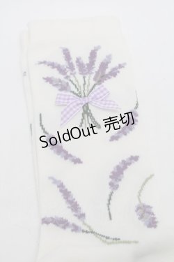 画像3: PINK HOUSE / ラベンダーモチーフソックス  アイボリー S-25-09-29-004-LO-ZA-HR-ZS