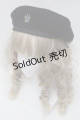 Moi-meme-Moitie / 燭台ロゴ刺繍ベレー帽  黒 S-25-09-29-028-MO-AC-AS-ZS
