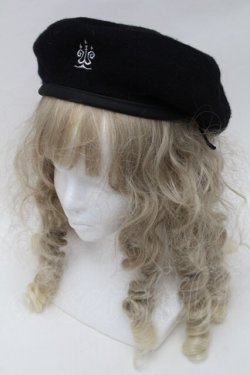 画像1: Moi-meme-Moitie / 燭台ロゴ刺繍ベレー帽  黒 S-25-09-29-028-MO-AC-AS-ZS