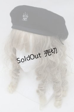 画像1: Moi-meme-Moitie / 燭台ロゴ刺繍ベレー帽  黒 S-25-09-29-028-MO-AC-AS-ZS