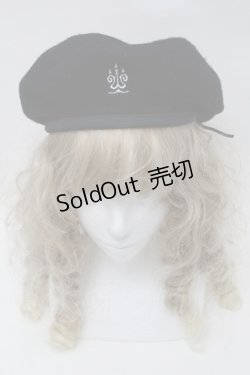 画像2: Moi-meme-Moitie / 燭台ロゴ刺繍ベレー帽  黒 S-25-09-29-028-MO-AC-AS-ZS