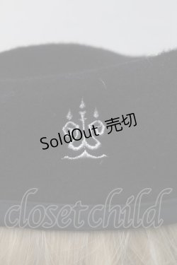 画像3: Moi-meme-Moitie / 燭台ロゴ刺繍ベレー帽  黒 S-25-09-29-028-MO-AC-AS-ZS