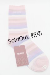 PINK HOUSE / ロゴ入りミックスボーダーソックス  ピンク S-25-09-29-005-LO-ZA-HR-ZS