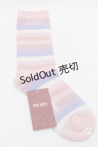 PINK HOUSE / ロゴ入りミックスボーダーソックス  ピンク S-25-09-29-005-LO-ZA-HR-ZS