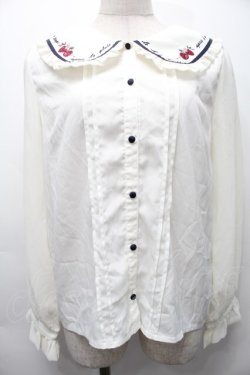 画像1: axes femme POETIQUE / リボン付ストロベリー刺繍ブラウス  オフ S-25-10-01-033-AX-BL-AS-ZS