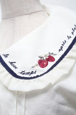 画像3: axes femme POETIQUE / リボン付ストロベリー刺繍ブラウス  オフ S-25-10-01-033-AX-BL-AS-ZS