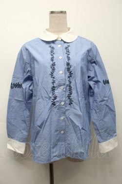 画像1: Jane Marple / 刺繍ブラウス  ブルー S-25-10-01-035-JM-BL-AS-ZS