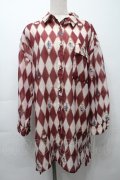 axes femme kawaii / ダイヤ柄シアーシャツ  ワイン S-25-10-01-037-AX-BL-AS-ZS