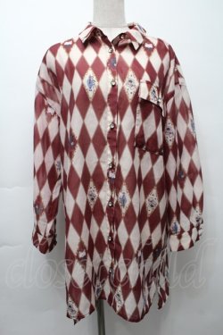 画像1: axes femme kawaii / ダイヤ柄シアーシャツ  ワイン S-25-10-01-037-AX-BL-AS-ZS