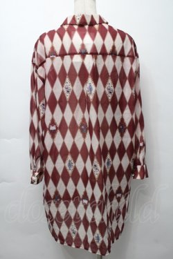 画像2: axes femme kawaii / ダイヤ柄シアーシャツ  ワイン S-25-10-01-037-AX-BL-AS-ZS