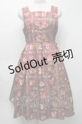 axes femme kawaii / 森のケーキ屋さん柄ジャンスカ  ワイン S-25-10-01-043-AX-OP-AS-ZS