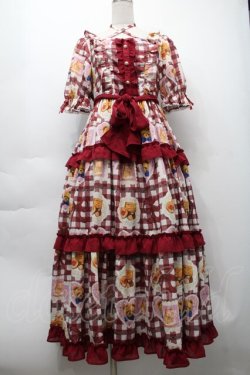 画像1: axes femme kawaii / ベアズベーカリー柄ロングワンピース  赤 S-25-10-01-044-AX-OP-AS-ZS