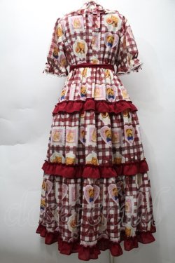 画像2: axes femme kawaii / ベアズベーカリー柄ロングワンピース  赤 S-25-10-01-044-AX-OP-AS-ZS