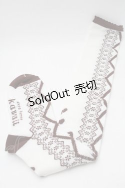 画像2: axes femme kawaii / レースアップ柄オーバーニー  白ｘブラウン S-25-10-01-009-AX-ZA-AS-ZS