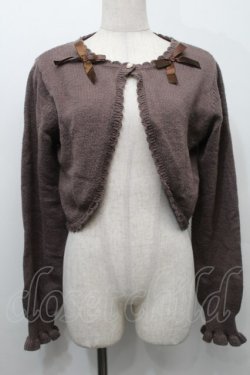 画像1: m petit by misako / リボンニットボレロ  ブラウン S-25-10-02-042-LO-TO-HR-ZS