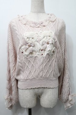 画像1: LIZ LISA / TwinBearsニットトップス  ピンク S-25-10-02-043-LO-TO-HR-ZS