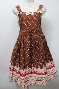 Shirley Temple / ケーキプリントジャンパースカート  ブラウン S-25-10-02-049-ET-OP-HR-ZS