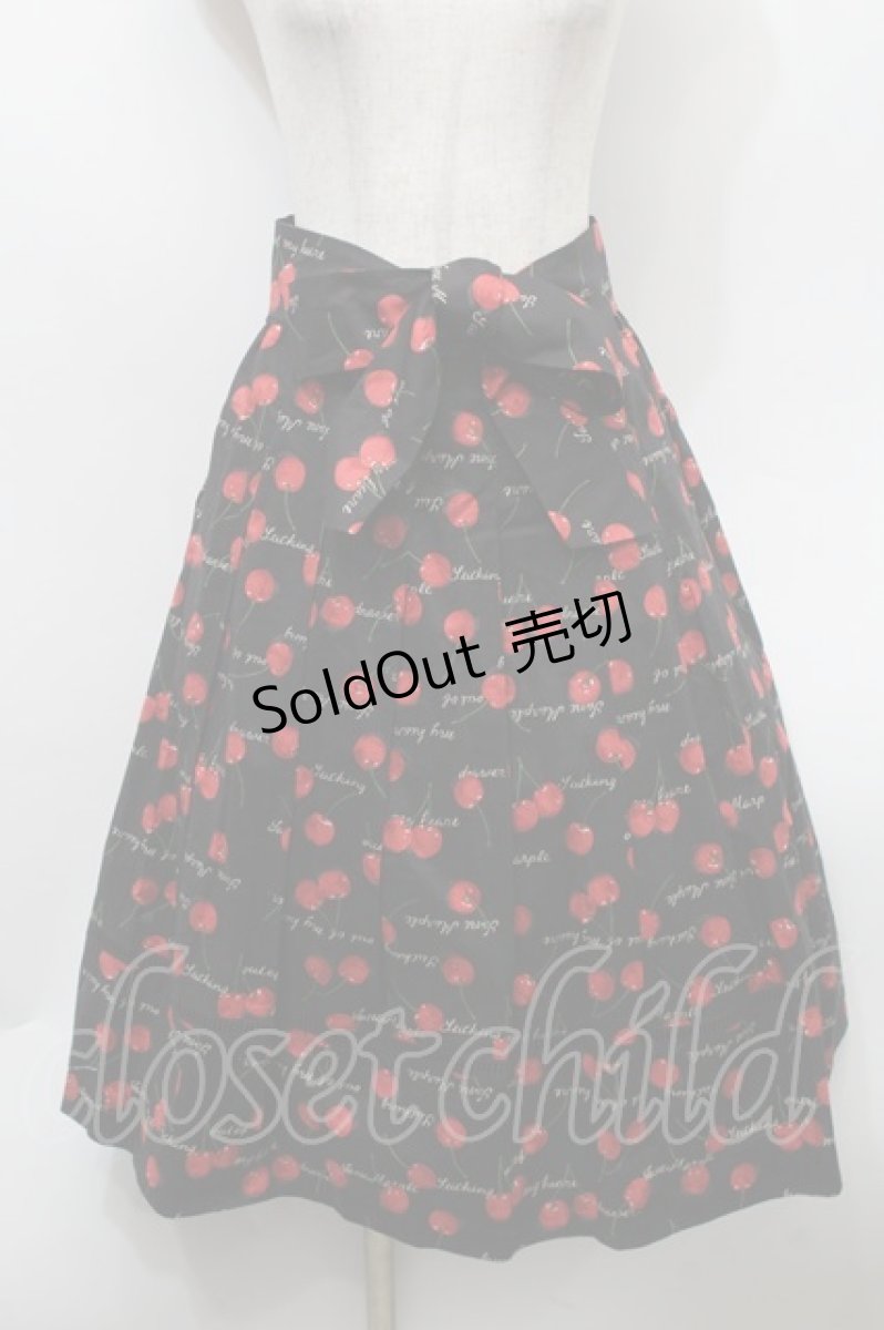 画像1: Jane Marple / Skipping cherries タックスカート  黒 S-25-10-02-056-JM-SK-AS-ZT538 (1)