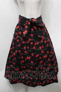 Jane Marple / Skipping cherries タックスカート  黒 S-25-10-02-056-JM-SK-AS-ZS