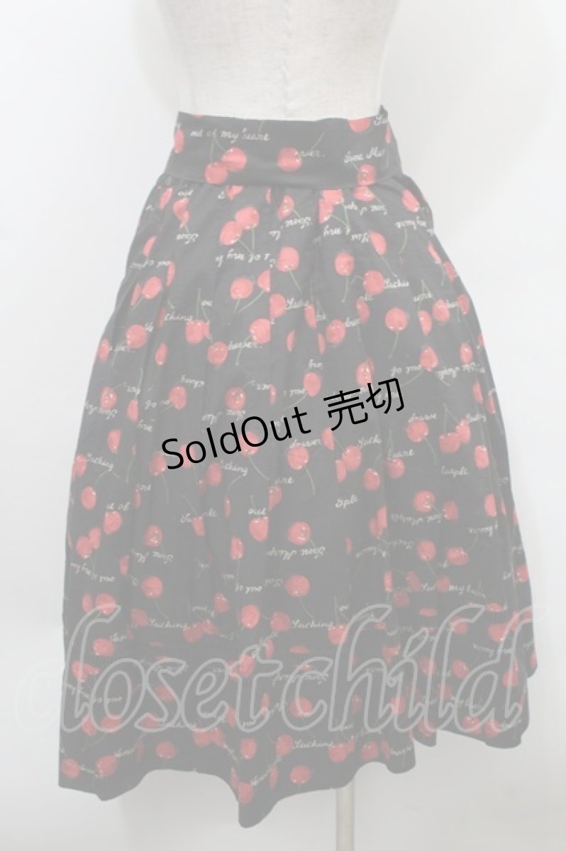 画像2: Jane Marple / Skipping cherries タックスカート  黒 S-25-10-02-056-JM-SK-AS-ZT538 (2)