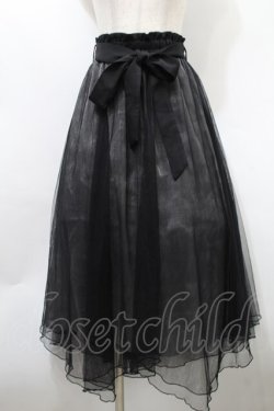 画像1: axes femme POETIQUE / シャイニーチュールレイヤードスカート  黒 S-25-10-02-057-AX-SK-AS-ZS
