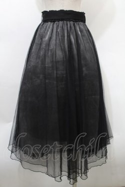 画像2: axes femme POETIQUE / シャイニーチュールレイヤードスカート  黒 S-25-10-02-057-AX-SK-AS-ZS