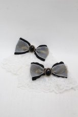 画像1: Angelic Pretty / Princessロゴリボンお袖とめ  黒ｘグレー S-25-10-02-003-AP-ZA-HR-ZS (1)