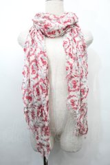 axes femme / 花柄スカーフ  白ｘ赤 S-25-10-02-027-AX-ZA-HR-ZS