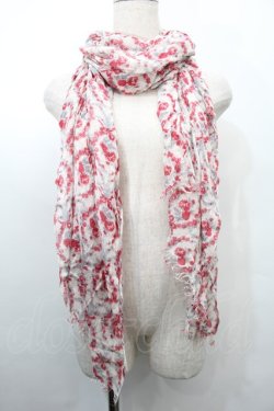 画像1: axes femme / 花柄スカーフ  白ｘ赤 S-25-10-02-027-AX-ZA-HR-ZS