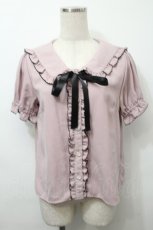 画像1: 【SALE】Ank Rouge / ビジューボタンブラウス  ピンク S-25-10-03-036-CA-BL-HR-ZT225 (1)