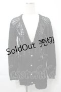 axes femme / 透かし編みxレースアップカーディガン  黒 S-25-10-03-043-AX-TO-AS-ZS