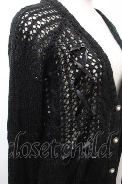 画像3: axes femme / 透かし編みxレースアップカーディガン  黒 S-25-10-03-043-AX-TO-AS-ZS