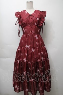 画像1: evelyn / オリジナルリボン柄ワンピース  ワイン S-25-10-03-056-LO-OP-AS-ZS