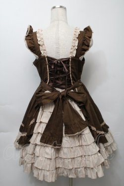画像2: Angelic Pretty / ストライプフリルレースアップエンジェルジャンパースカート  ブラウン S-25-10-03-058-AP-OP-HR-ZS