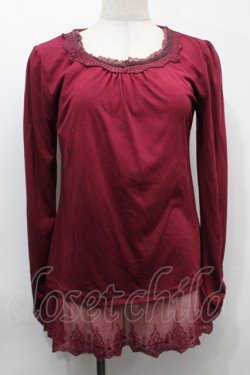 画像1: axes femme / レースデザイントップス  ワイン S-25-10-03-014-AX-TO-AS-ZS