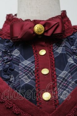 画像3: axes femme / 柄ブロッキングプルオーバー  ワイン S-25-10-03-015-AX-TO-AS-ZS
