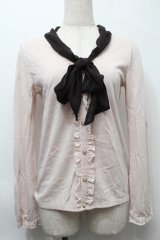 axes femme / ボウタイブラウス風プルオーバー  ベージュ S-25-10-03-016-AX-TO-AS-ZS