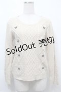 axes femme / トランプ柄ニットプルオーバー  ベージュ S-25-10-03-018-AX-TO-AS-ZS
