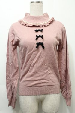 画像1: Ank Rouge / パール&3つリボンニットトップス  オフ S-25-10-03-022-CA-TO-HR-ZS